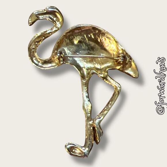 Bundle Sale 3 for $15 | Pink Enamel Flamingo Rhinestone Brooch - Picture 8 of 9